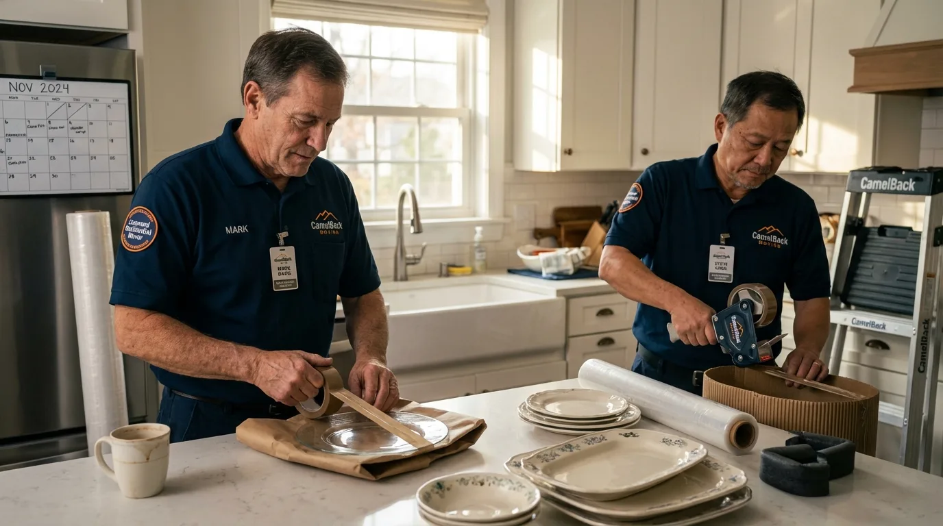Professional crew packing kitchen dishware in Rosebud, SD